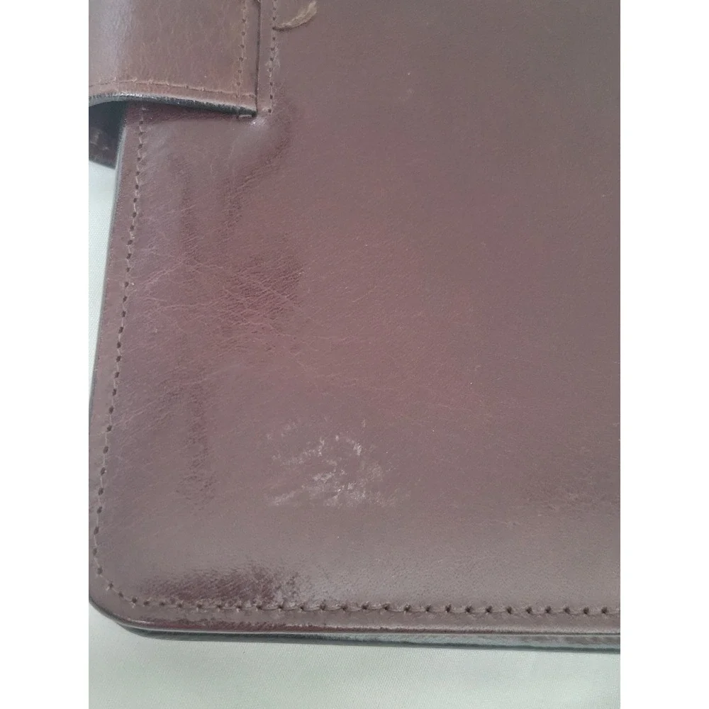 Scully Genuine Leather 3 Ring Planner Binder Mahogany Brown Organizer Snap Close
